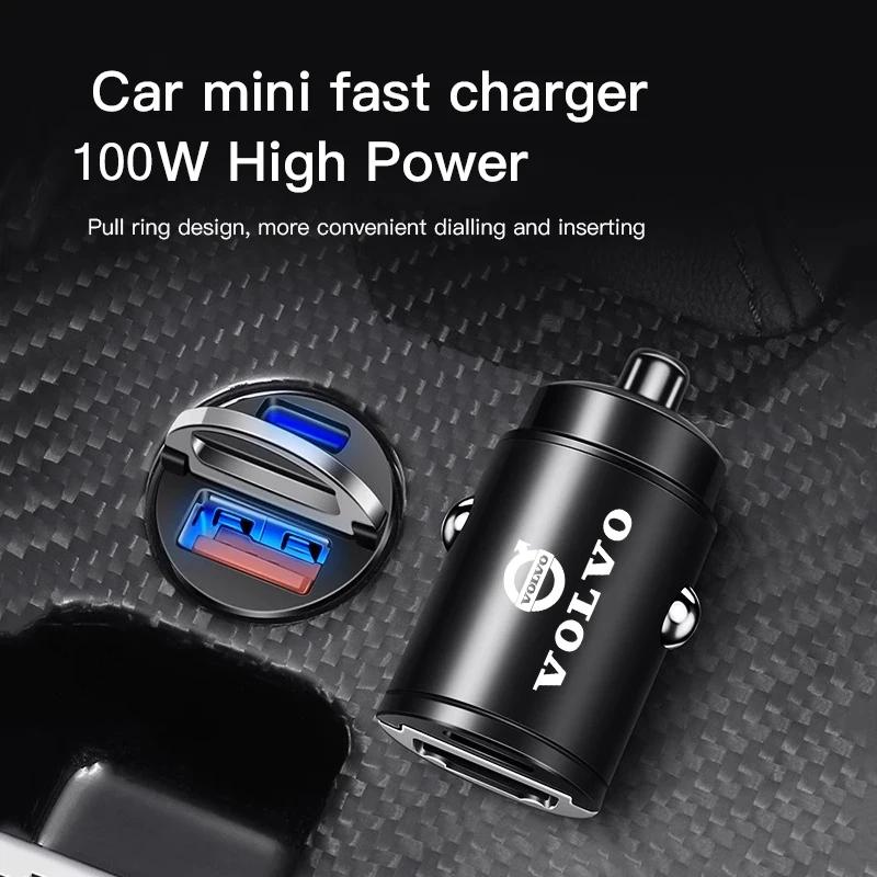 Car Charger USB Type-C Phone Hidden Fast Charging Convert Plug For Volvo Rdesign V60 V40 XC90 S60 C30 XC60 V70 S90 Olestar AWD WT6