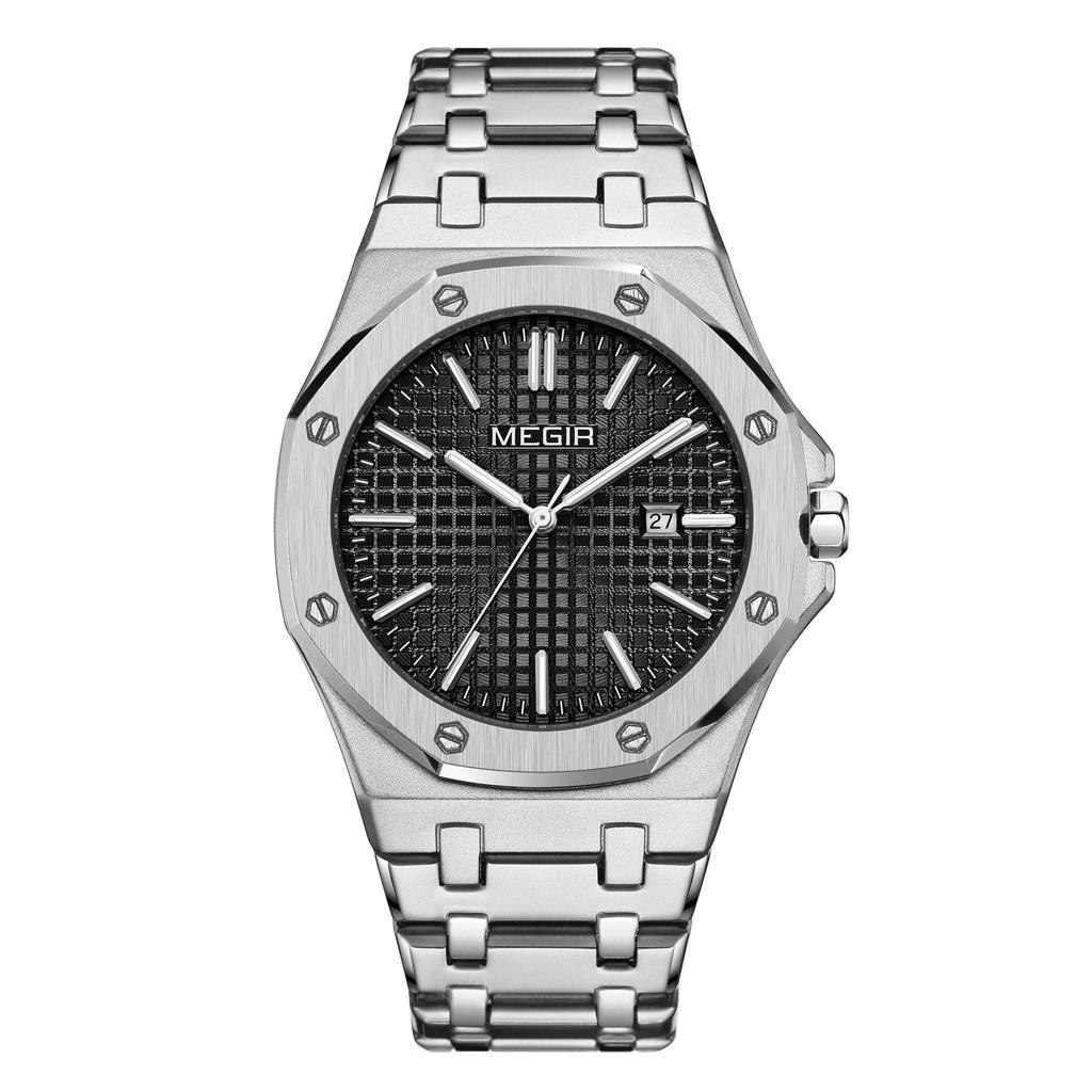 Men'S Classic Business Steel Belt Watch Waterproof Luminous Calendar Watch 1085