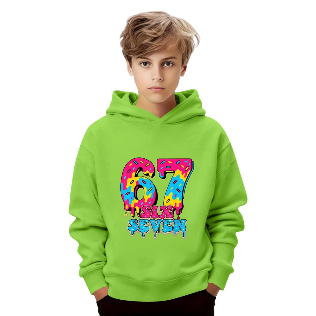 Kids' Long Sleeve Loose Pullover Letter Print Drawstring Hooded Sweatshirt