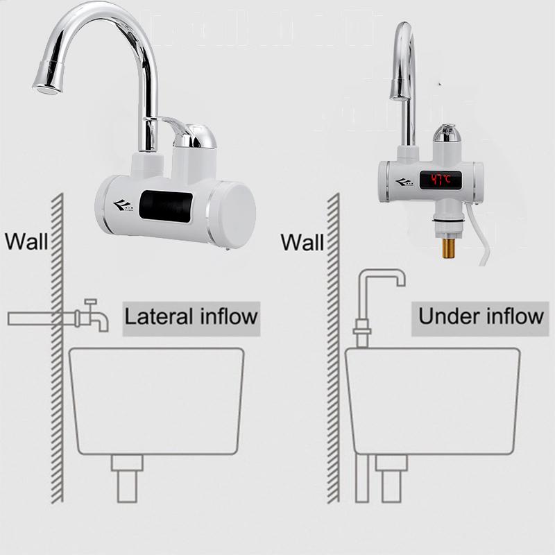 3000W Electric Kitchen Water Heater Tap Instant Hot Water Faucet Heater Cold Heating Faucet Tankless Instantaneous Water Heater