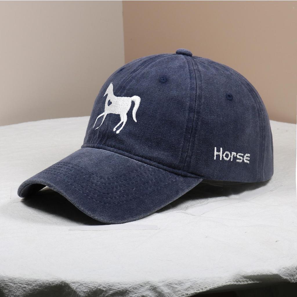 Love Horse Embroidered Cotton Baseball Cap - Casual Outdoor Sun Protection Hat