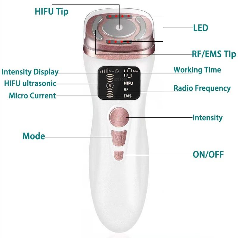 Mini HIFU Ultrasound Machine RF EMS Microcurrent Lift Firm Tightening Skin Wrinkle Anti-aging Machine Skin Care Beauty Device