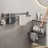 Space Aluminum Punch-Free Bathroom Towel Rack with Shelf