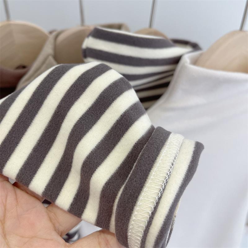 Unisex Striped Thermal Fleece Long-Sleeve T-Shirt for Kids