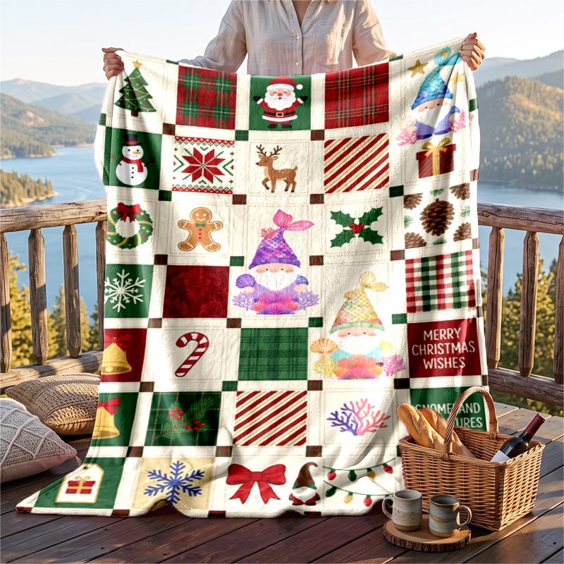 Christmas Flannel Throw Blanket Soft Warm Cozy For Sofa Bed Indoor Home Use Great Holiday Gift