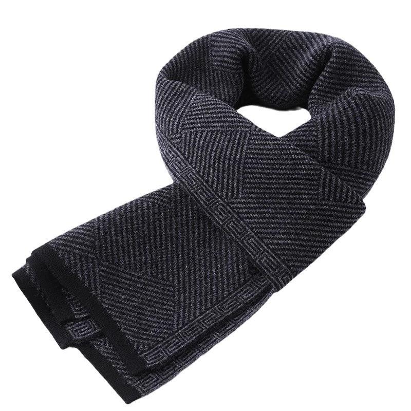 High-End100% Pure Wool Scarf For Winter Birthday Gift Men'S Knitted Thickened Warm Scarf 180*30Cm