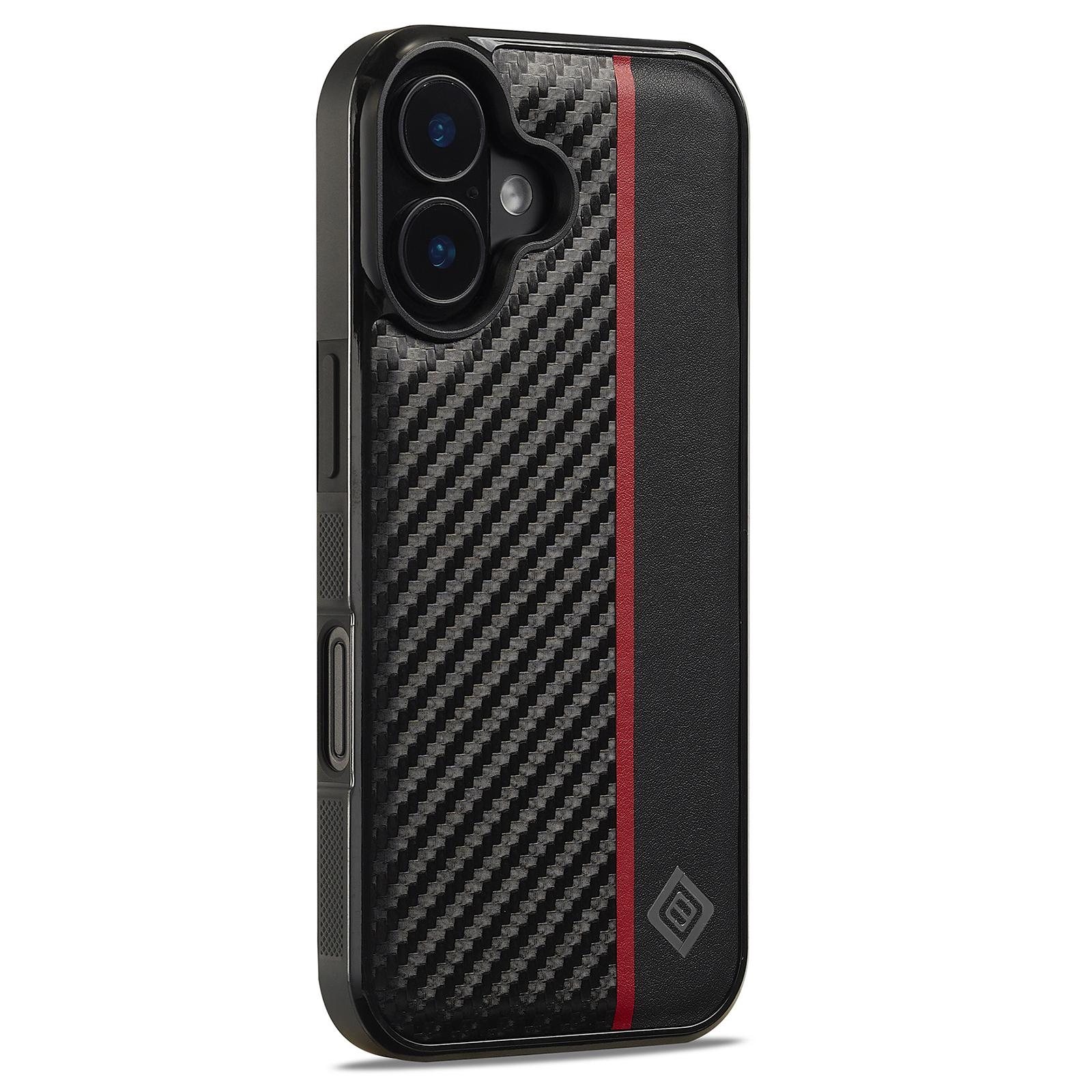 

LC.IMEEKE For iPhone 16 Case Carbon Fiber Texture Leather+TPU+EVA Phone Cover A