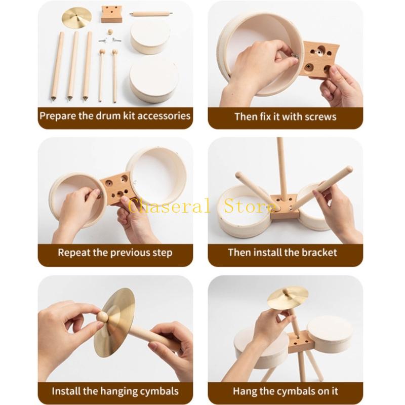 E7Ce Kids Musical Toy Drum With Foot Pedal For Rhythm Training Wooden Set