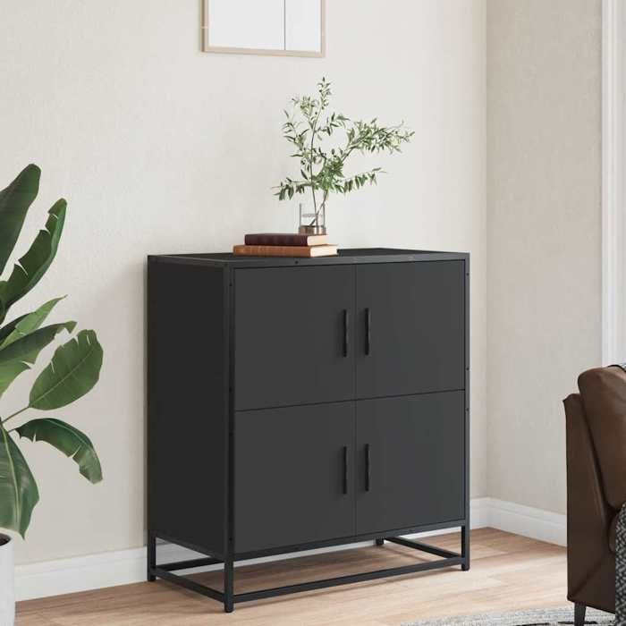 VidaXL Buffet noir 68x35x76 cm bois d'ingénierie, armoire de rangement, meuble d'entrée, meuble d'appoint, meuble de 848989