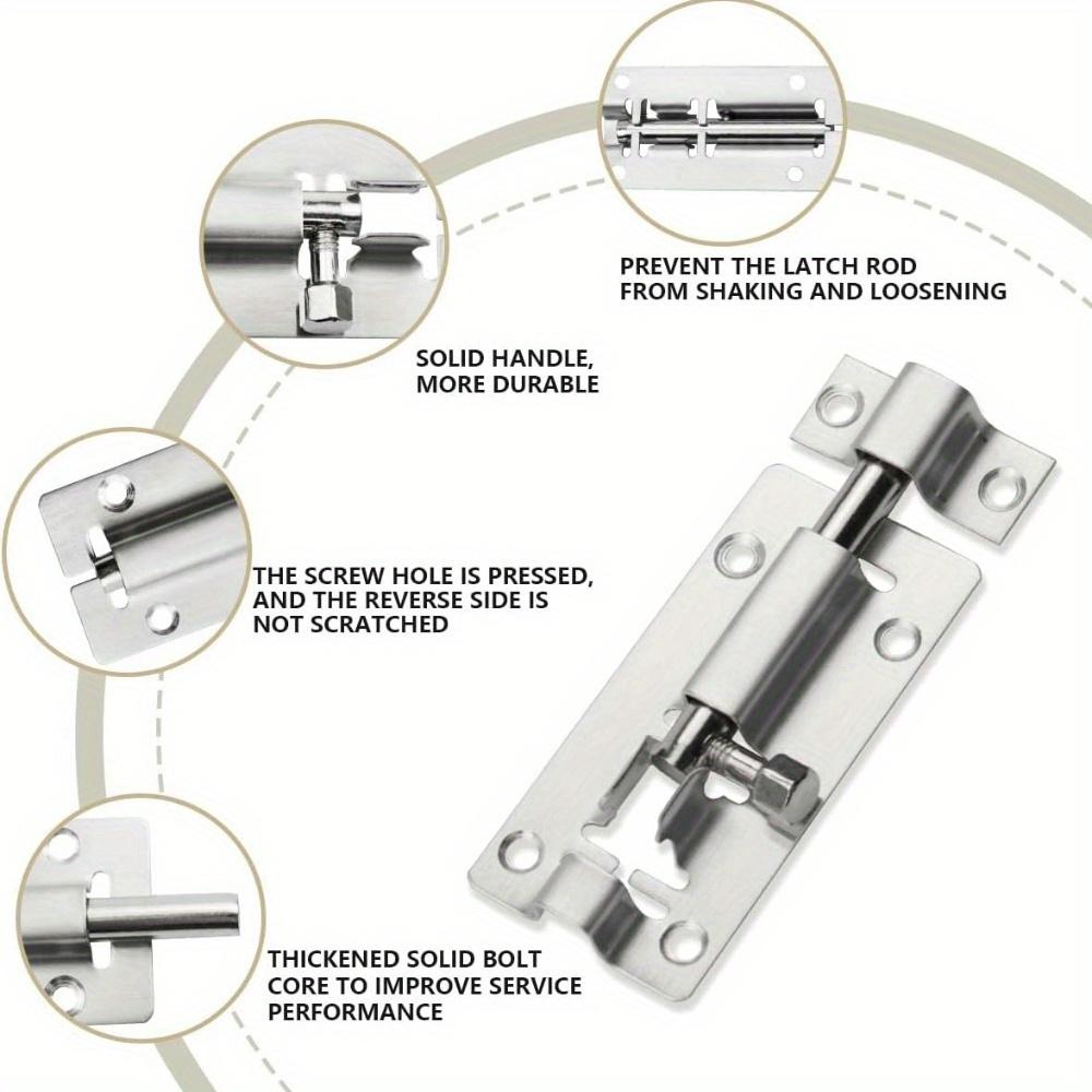 4-Pack Durable Stainless Steel Door Pin Locks, Metal Security Sliding Bolt for Wooden Doors, Anti-Theft Pin Bar for Home Safety