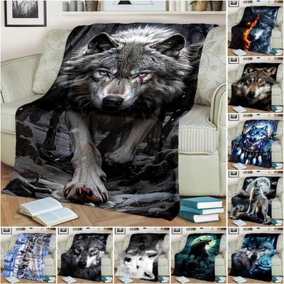 1PC Wolf Elements Printed Blanket, All Season Lightweight Home Office Outdoor Nap Multifunctional Blanket A10