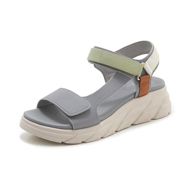 2025 Módní Značka Letní Klínkové Boty Dámské Sandály Silná Podrážka Letní Dovolená Dámské Sandály na Vysokém Podpatku 5cm Protiskluzové Žluté Černé Plus Size 41