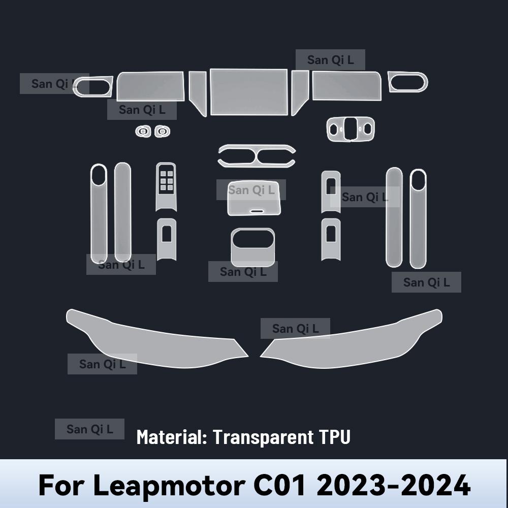 For LEAPMOTOR C01 2024 TPU Car Navigation Screen Film Gearbox Protective Sticker Anti-scratch Interior Accessories