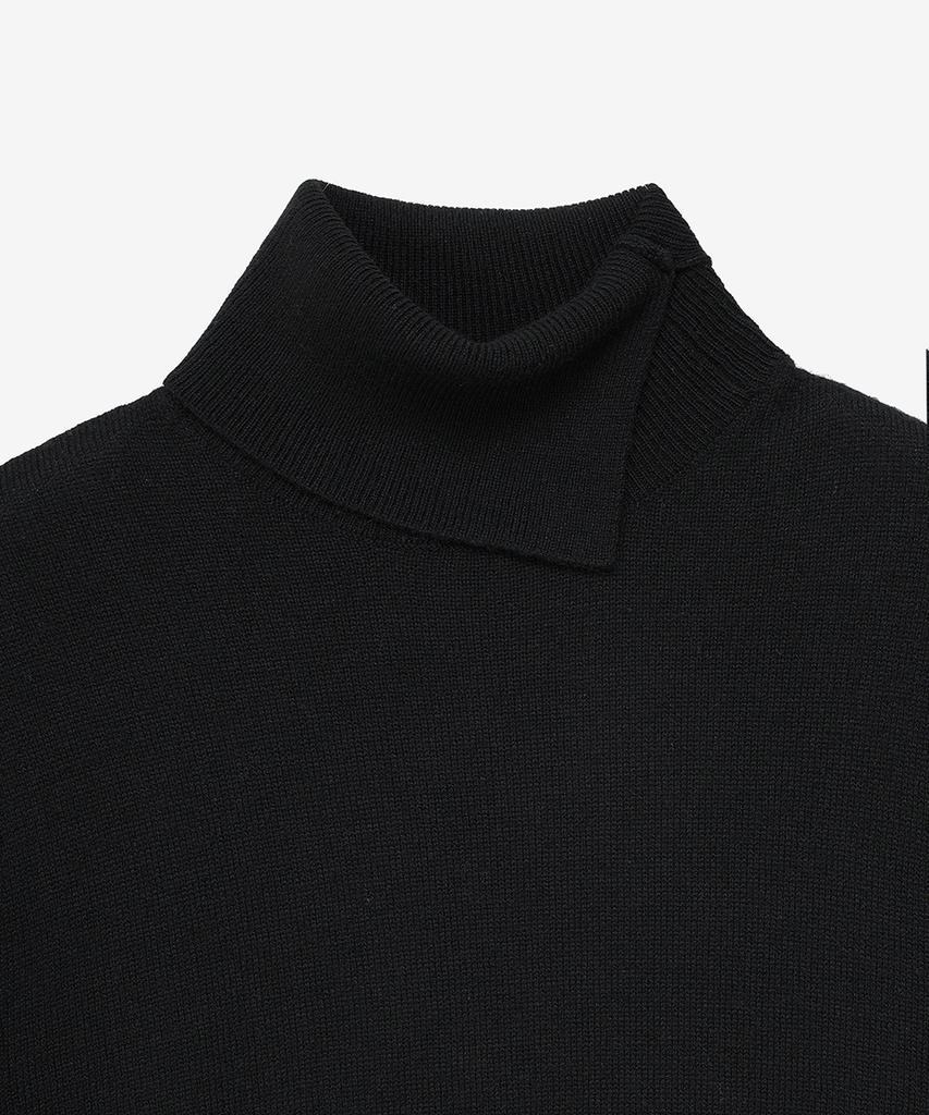 NOIRER FOR WOMAN Cashmere Slit Turtleneck (Black)
