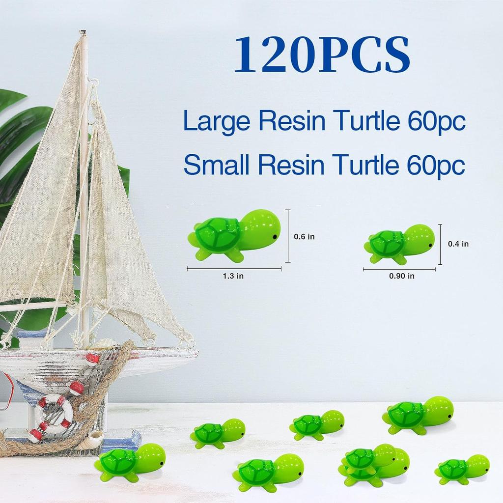 Tiny Resin Turtles 120 Pieces Miniature Sea Turtle Figurine Mini Sea Creatures Tortoise Animals Figurines Garden Micro Landscape Home Terrarium