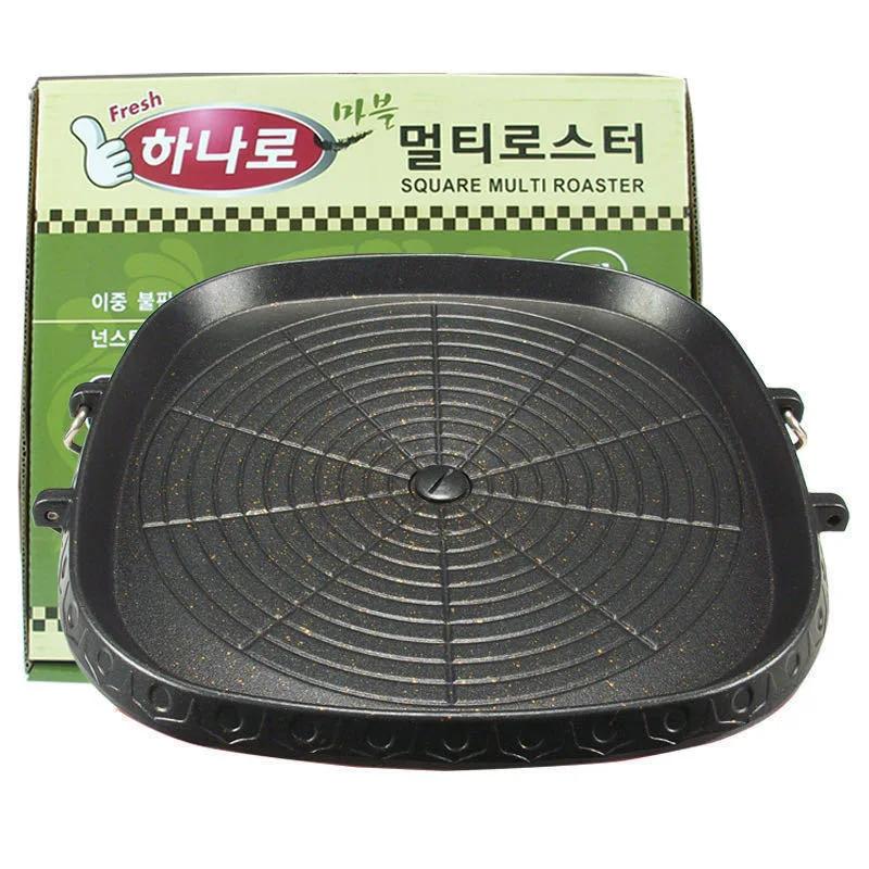 BBQ Grill Pan Plate 11 X 16cm Portable Non-Stick Coating Butane Gas Stove Cooker Plate Rectangle Korean Barbecue Plate
