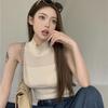 Summer Spicy High Neck Sleeveless Knitted Crop Top Camisole - Women's French Hollow Out Short Outerwear