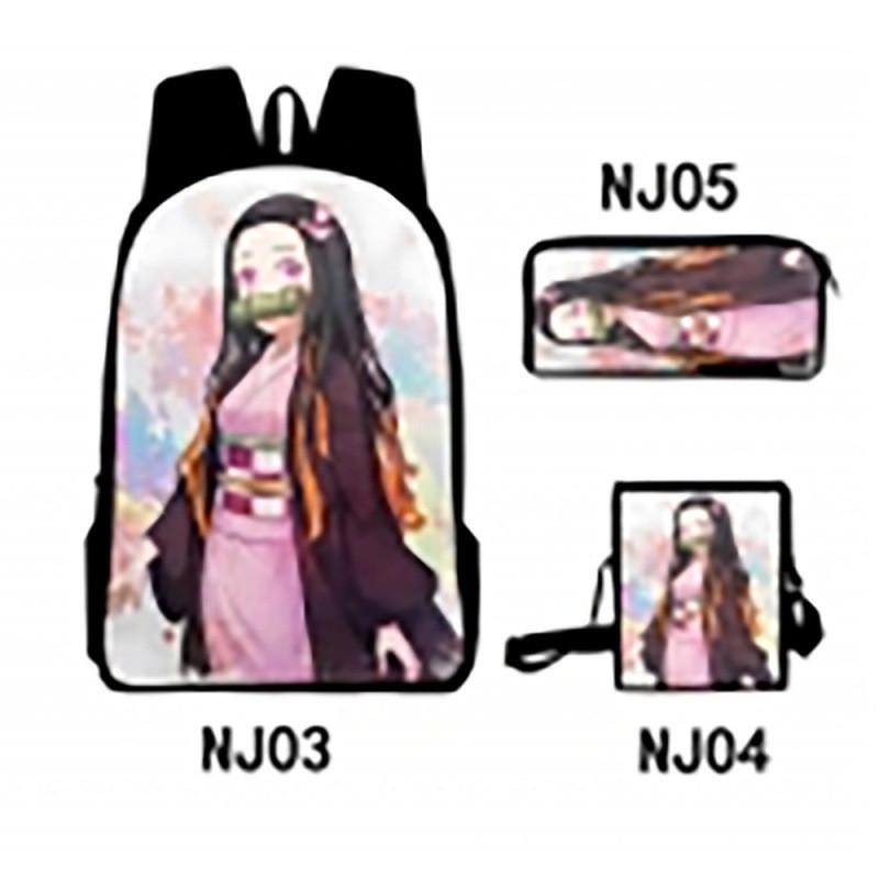 Demon Slayer Kimetsu No Yaiba Backpack Set With Breathable Polyester For School And Travel