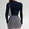 Herbst Elegant Hohe Taille Slim Fit Langarm Stricktop Damen Bluse Basisschicht