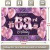 2D 63rd Birthday Photography Backdrop Purple Glitter Rose Gold Party Photo Booth Banner