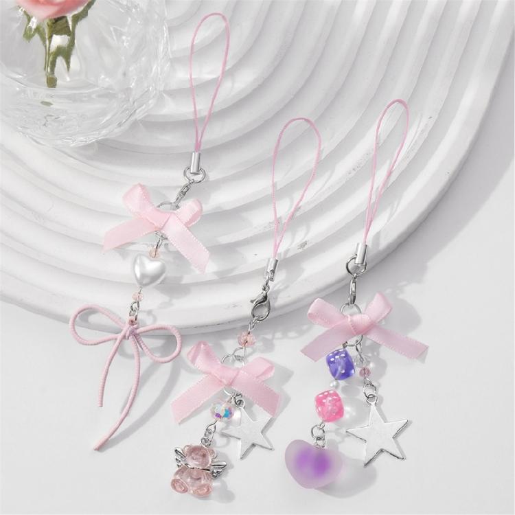 Ribbon Bowknot Bear Dices Key Accessory with Star Embellishments Unique Styles for Everyday Fashion Accessory Outfits