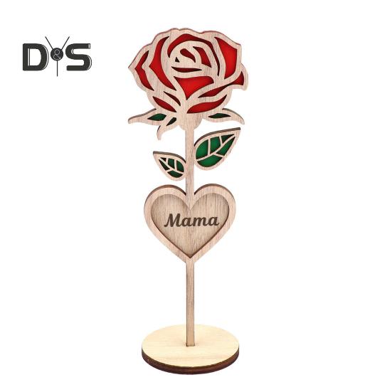 

Деревянное украшение «Мама Роза» со стабильной круглой основой, деревянное 3D резное украшение в виде розы, украшение для рабочего стола, романтический подарок на День матери Rose