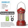 European Roman Pillar Vintage Camping Lantern Flashlight Rechargeable Lamp With Hook Warm White Light For Camping, Exploring
