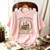 Women Dark Academia Reading Society Vintage Book Quill Candle Wreath TShirt Book Lover Retro Literary Cottagecore Casual Tops