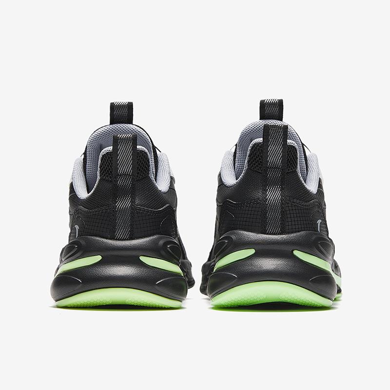 Anta Kids Synthetic Leather Fabric Trendy Versatile Lightweight Shock Absorption Low-Top Running Shoes Kids Sneakers Black White Green A12435523N-1