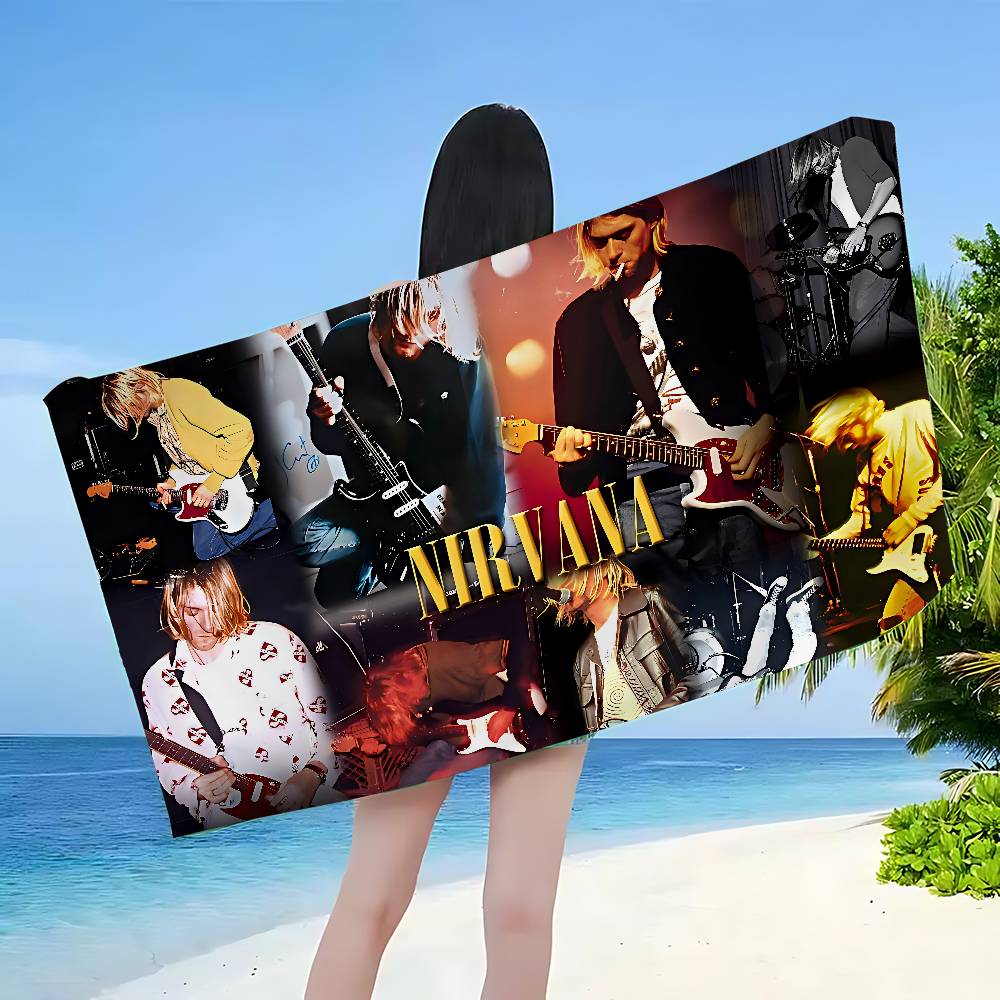 A-N-Nirvana-Rock Band Asciugamano da Bagno Microfibra Morbido Assorbente Traspirante Per Ragazza Bambini Decorativo Cartone Animato Asciugamano da Spiaggia