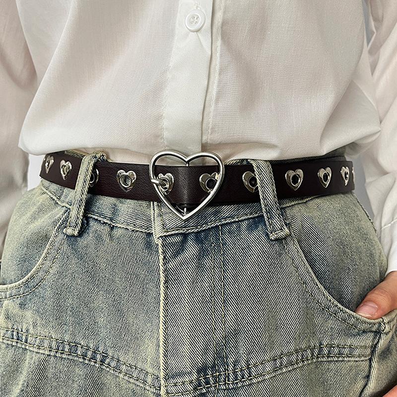 Metal Eyelet Belt No Punching Hollow Pu Leather Belt Paired With Jeans Belt For Men And Women
