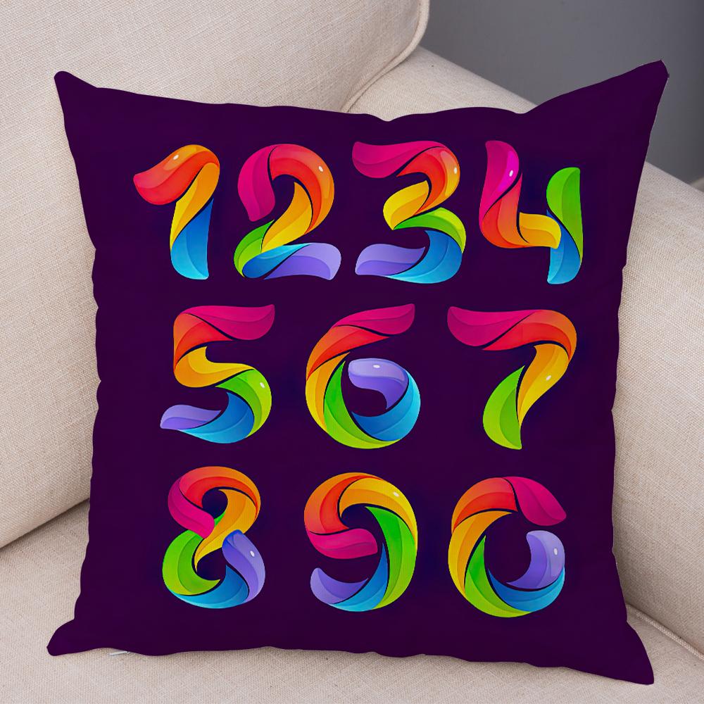 Creative Colorful Abstract Number Cushion Cover Double Sided Soft Polyester Home Decor Pillow Case