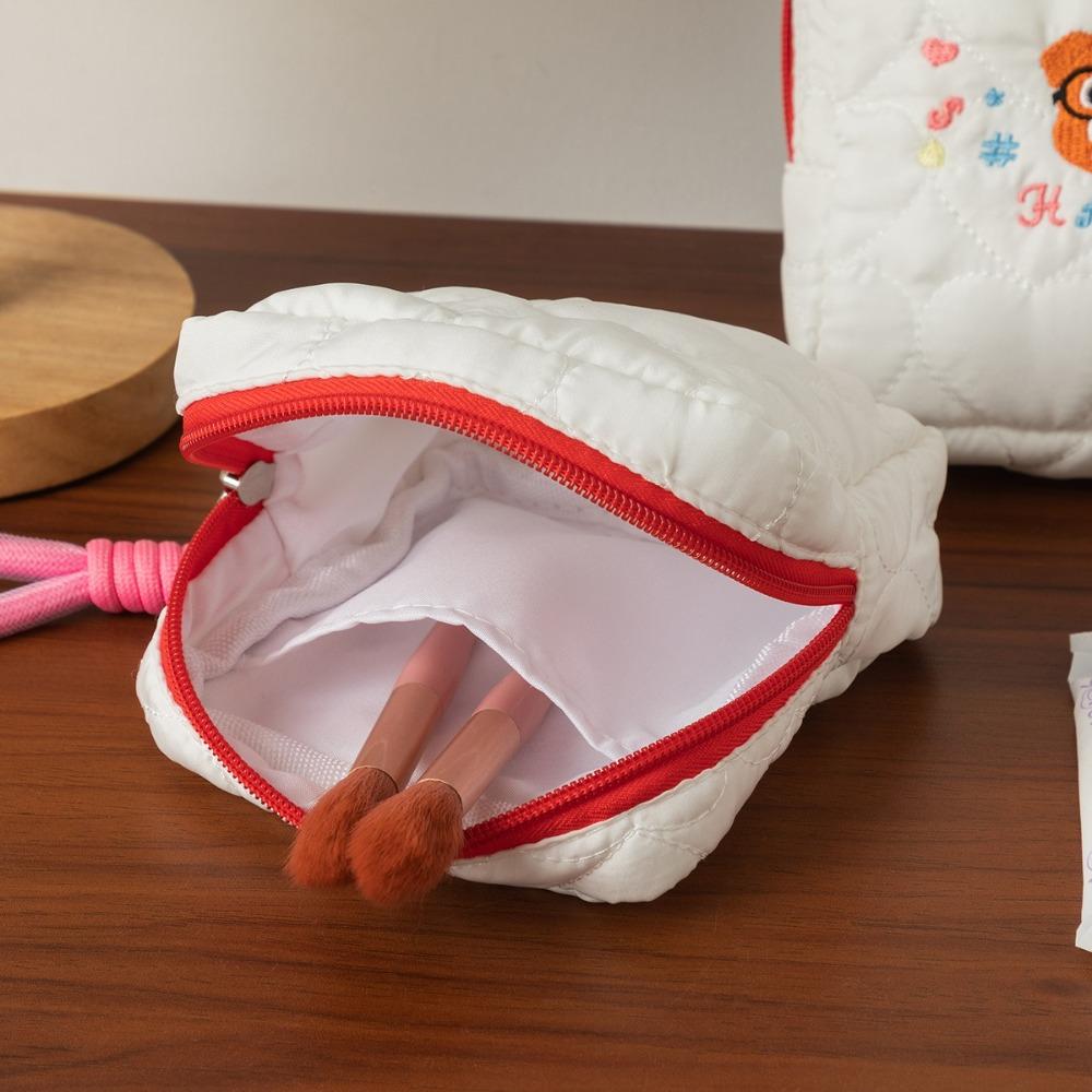 Large Capacity Embroidery Dog Cosmetic Bag Ins Style Coin Purse Cute Square Cosmetic Pouch  Outdoor