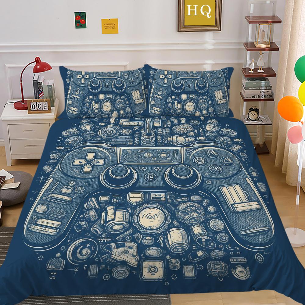 Conjunto de capa de edredom da moda, têxteis para o lar, jogo 3D, impressão de alça, conjunto de cama para adolescentes, menino, colchas, conjunto de cama de luxo, capa