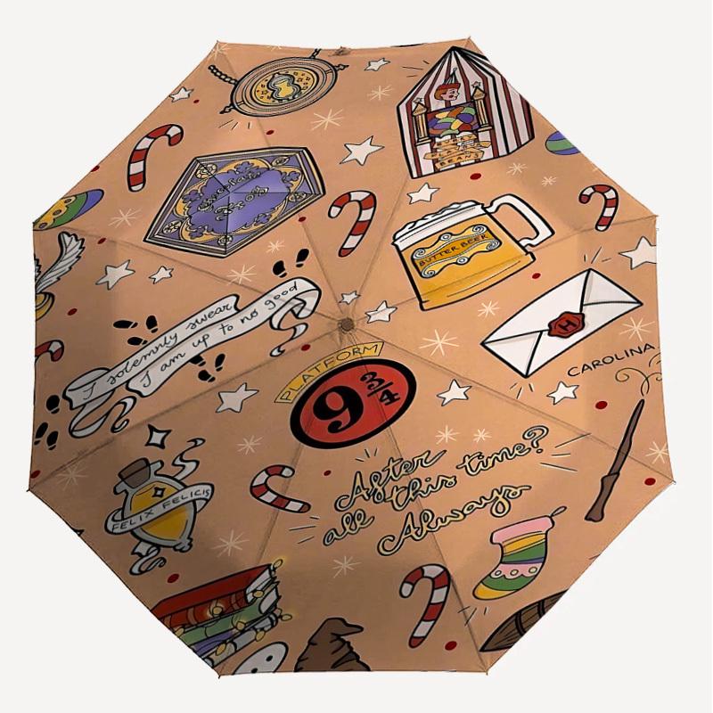 1PC Warner Harry Potter Automatic Open/Close Umbrella with Windproof, 40-Rib Sturdy Canopy, Durable Ribs1257A