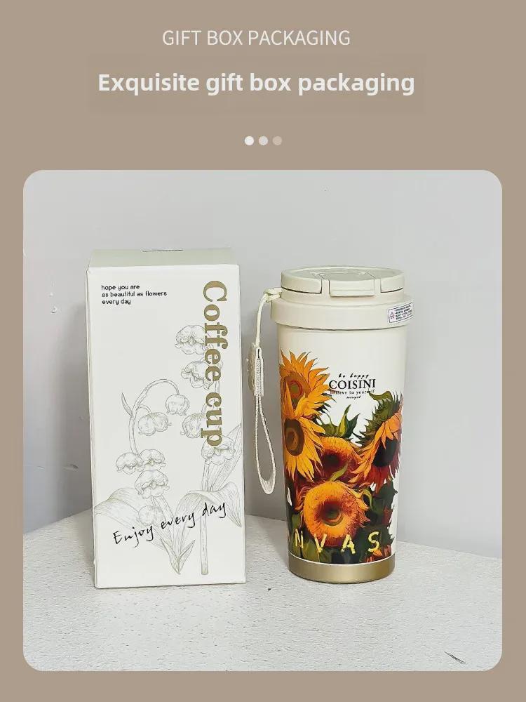 Leichter Luxus-Thermobecher mit Strohhalm für Mädchen – Ausgabe 2024: Stilvoller Reisebecher für Kaffee und Wasser, perfektes Geburtstagsgeschenk