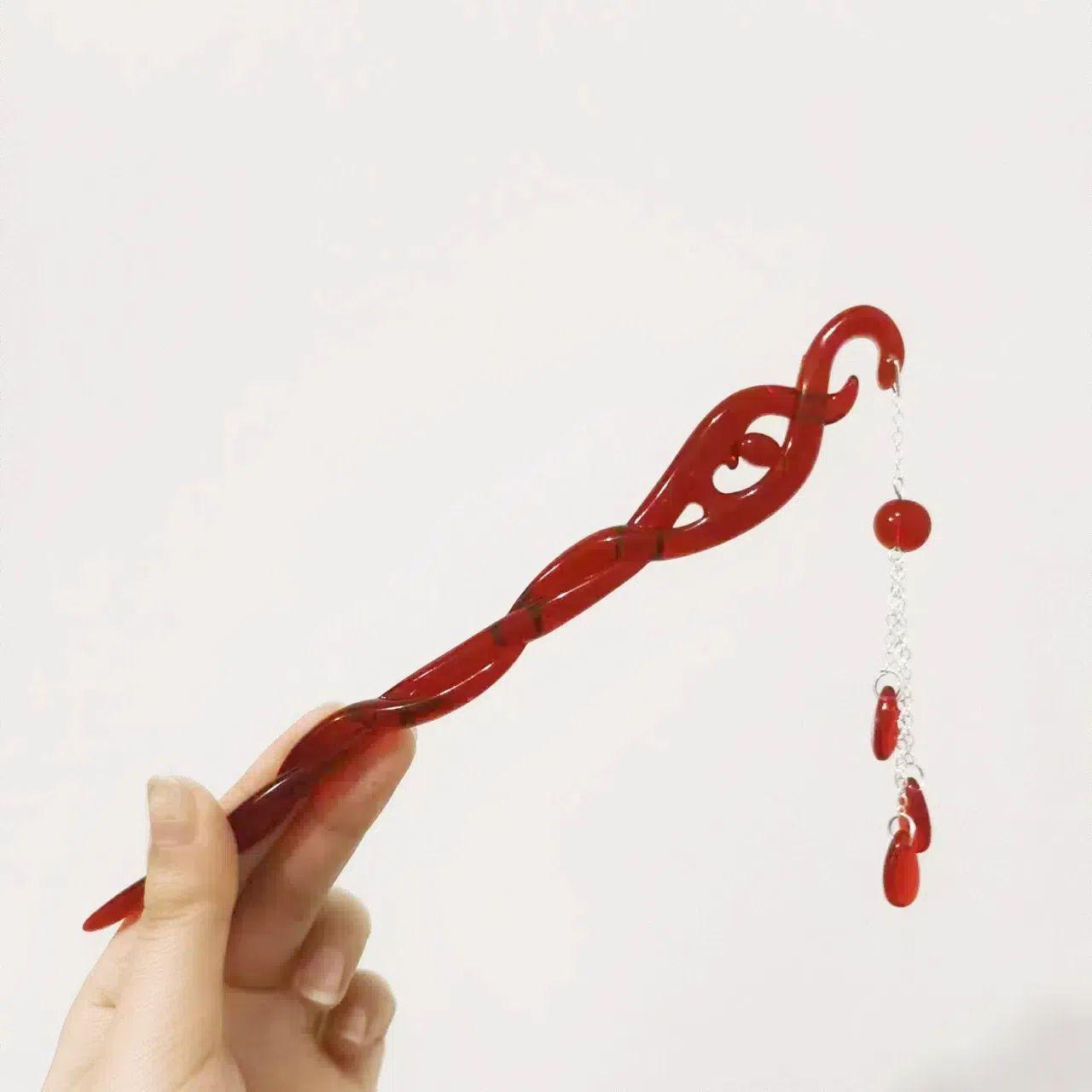 

Китайский стиль смоляные палочки для волос кисточки для женщин элегантные зеленые уксусно-кислотные витые шпильки для волос головные уборы аксессуары для волос 15cm красный