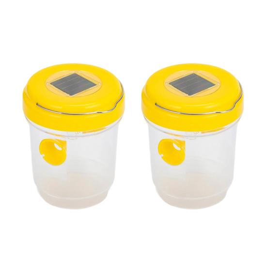 2/4Pcs Outdoor Hanging Wasp Trap Solar Powered Hornet Bee Catcher with UV LED Light Reusable Outside Garden Patio Yellow Jacket Trap Bottle