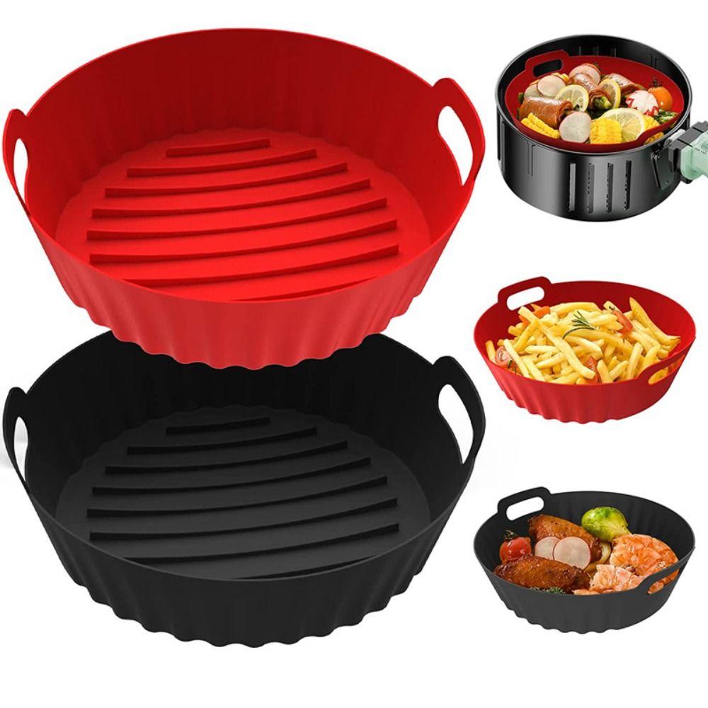 Reusable Air Fryer Baking Pan Foldable Round Baking Tray New Silicone Cooking Tray  Oven Use