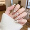 Elegant Gold-Plated Cat Eye Press-On Nails - Light Luxury Style Whitening Manicure Stickers.
