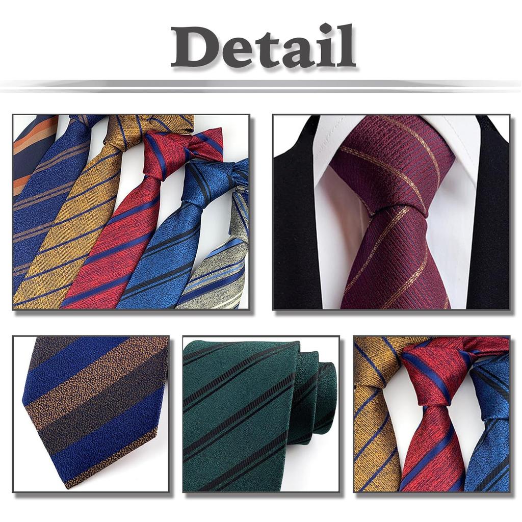 [White Fang] Necktie, Yarn-Dyed Stripe, Polyester, Formal Business Style, Men's NC047 (WT01)