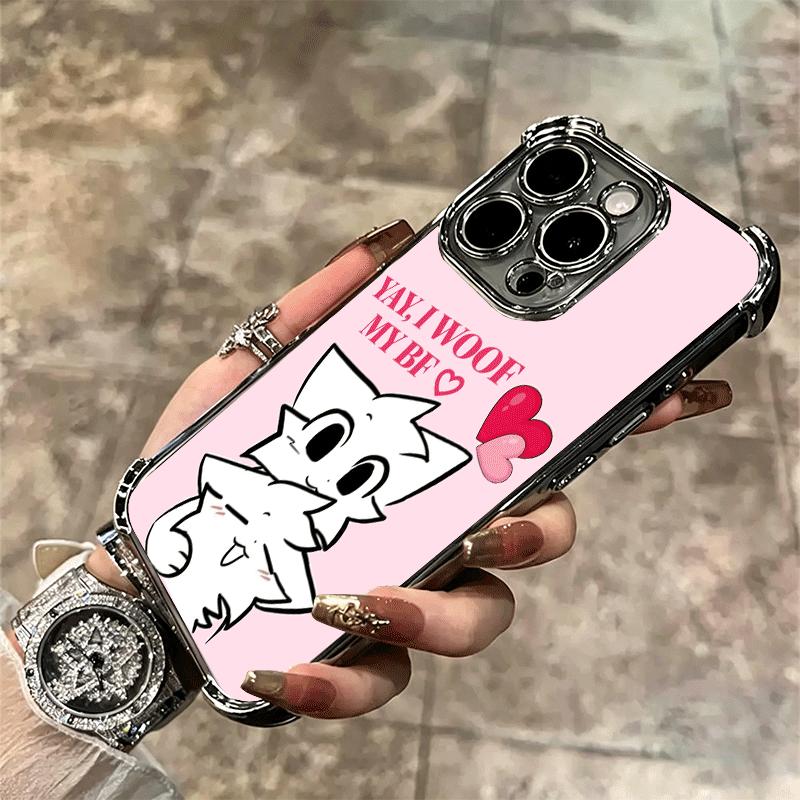 Cute B-Boykisser Catoon Plating Phone Case For Iphone 16 17 Pro Max Air 16E 14 15 Plus 12 13 Mini Anti-Fall Airabag Cover
