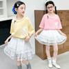 Girls' summer skirt set, new children's clothing, medium and large children's beautiful and good-looking T-shirt skirt two-piece set