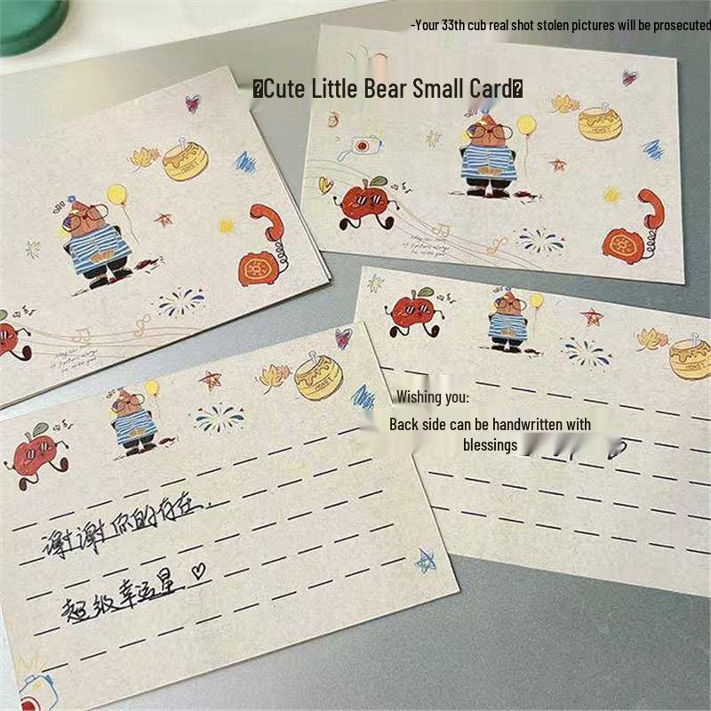Teddy Bear Oil Painting Style Postcard with Handwritten Blessing 1 Cute Teddy Bear Postcard