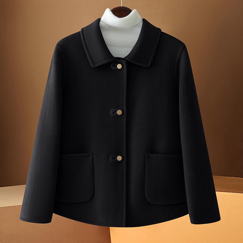 2024 Autumn/Winter Women's Elegant Petite Handmade Double-Faced Wool Short Coat