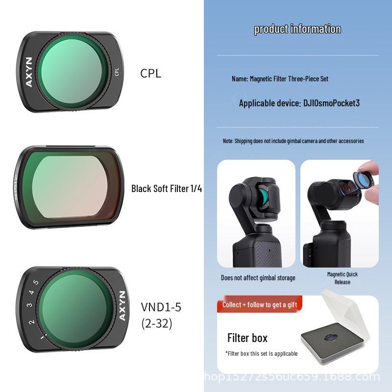 DJI Pocket 3 Filter Set: UV, CPL Polarizing, ND Neutral Density, OSMO Magnetic Wide-Angle Filters