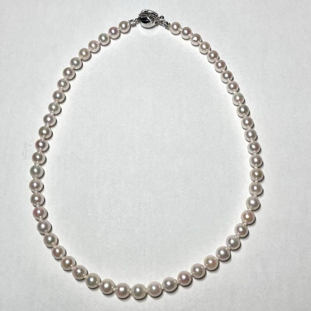 Used [Certificate of authenticity included] Akoya pearl pearl necklace silicone silver stamped 7.5mm pearl necklace Terri strong genuine pearl