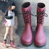 Material Medium tube rain boots women's non-slip water boots fashion rubber shoes overshoes riding boots lightweight outdoor rain shoes