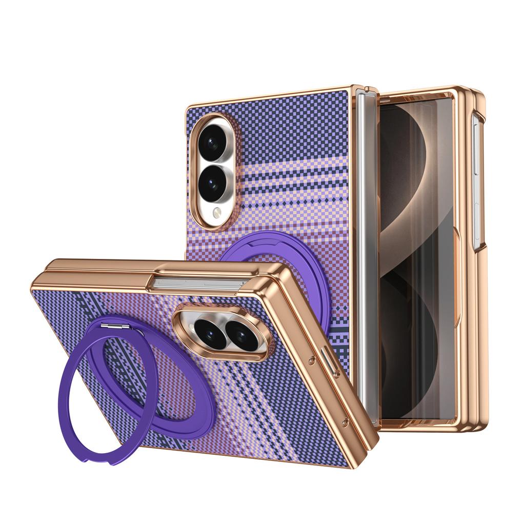 Applicable to Samsung Z FOLD8 folding mobile phone case Kevlar pattern rotating bracket Magnetic suction Flip7/6 all-inclusive anti-drop