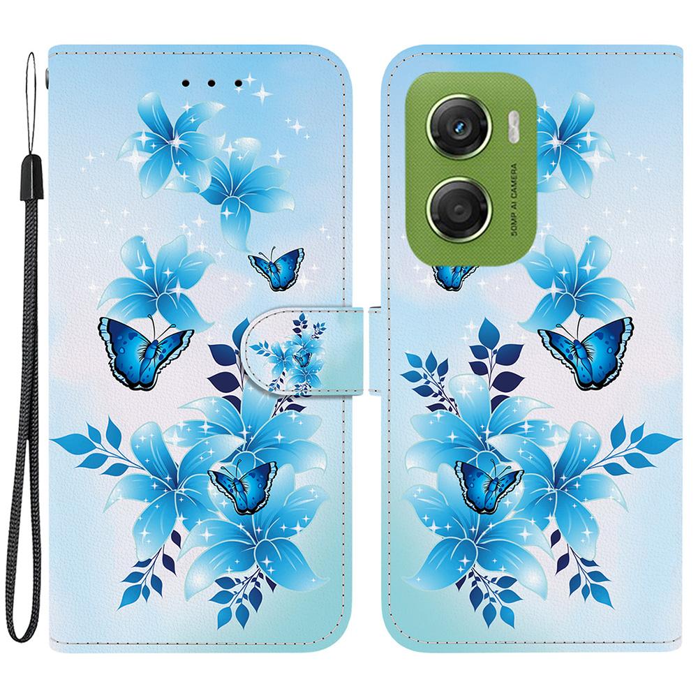 For Motorola Moto G06 4G Case Pattern Printing Leather Flip Wallet Phone Cover with Lanyard